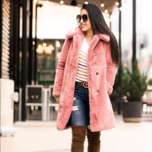 NWT J. Crew Pink Faux Fur Coat!